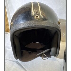 VTG 70's LSI-4170 Silver Black Easy Rider Motorcycle Helmet Medium